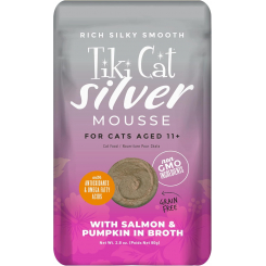 Tiki Cat Silver Mousse с лососем и тыквой — питательное влажное питание для пожилых кошек (82,2 г)