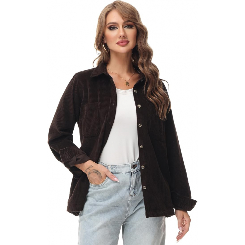 Женская рубашка-куртка из вельвета в стиле оверсайз