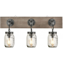 Деревенский стильный 3-светильник-кувшин Mason с деревянной отделкой — настенное освещение для ванной комнаты, внутреннее использование, простая установка