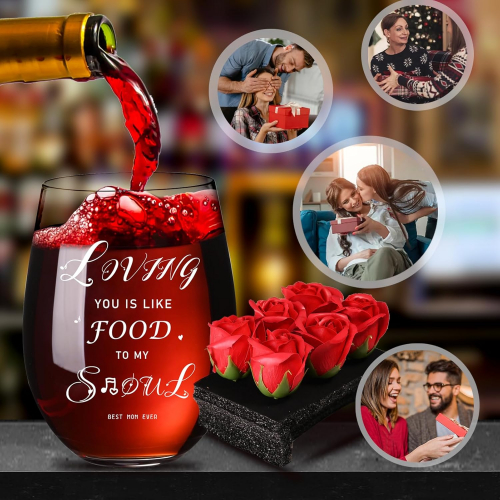 Подарочный бокал без ножки «Loving you is like food to my soul» с розами — изящный знак внимания