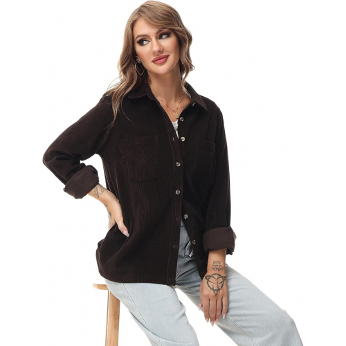 Женская рубашка-куртка из вельвета в стиле оверсайз