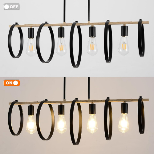 Люстра из дерева и черного металла