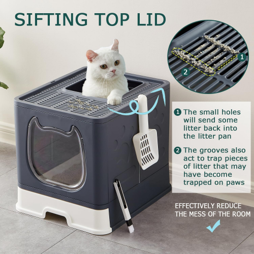 Pawsayes Кошачий туалет с крышкой для средних и мелких кошек