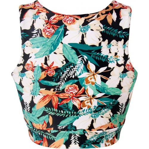 Топ для купальника Balasami с вырезами и завязкой на груди, высокий воротник, укороченная модель