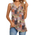 Женская блузка-туника BISHUIGE с воротником Henley, без рукавов, V-образный вырез, кнопки