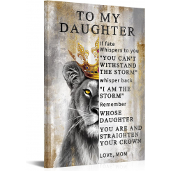 Картина на холсте "Король Лев с короной" для дочери с мотивационной цитатой