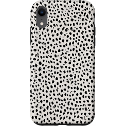 Противоударный чехол с чёрно-белым леопардовым принтом для смартфона — двухслойная защита, стильный дизайн
