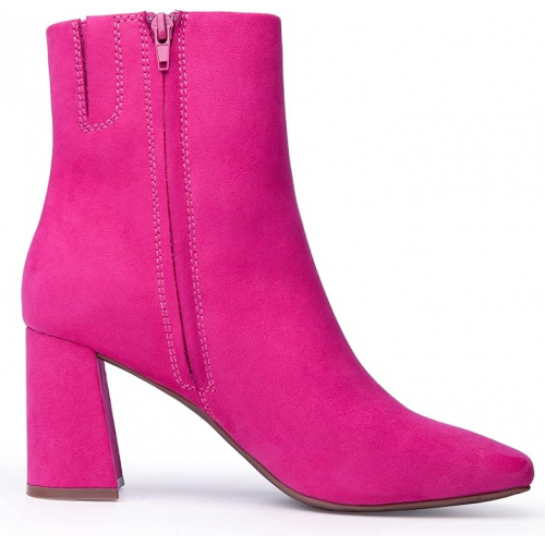 Женские замшевые ботильоны JORYA с квадратным носком, боковой молнией и устойчивым каблуком