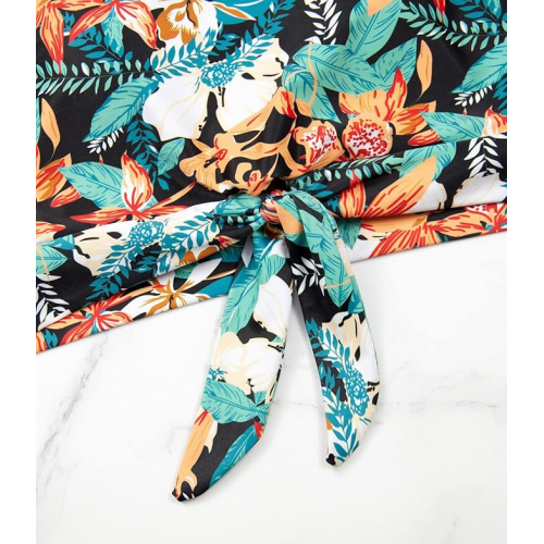 Топ для купальника Balasami с вырезами и завязкой на груди, высокий воротник, укороченная модель