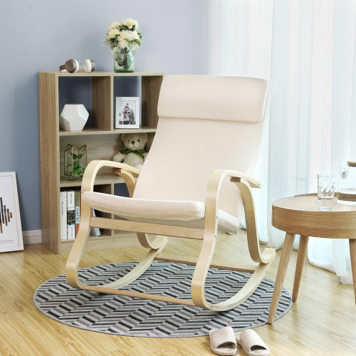Кресло-качалка Songmex Comfort из березовой древесины с сиденьем из 100% хлопка 