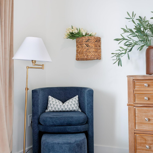 Подвесной кашпо из натуральной лозы с резервуаром для воды – 30×13 см