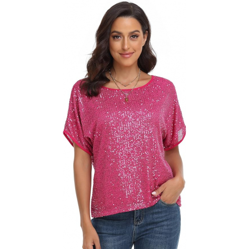 Женская блестящяя блузка с пайетками