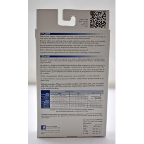 Компрессионные чулки Truform 20-30 мм рт.ст. ниже колена с закрытым носком, черные, большие Tx16