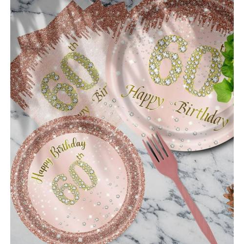 Набор одноразовой посуды для вечеринки на 24 персоны, 60 лет