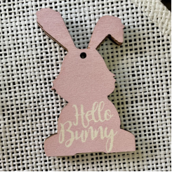 Деревянный пасхальный декор, розовый заяц