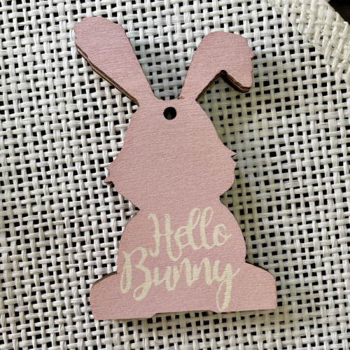 Деревянный пасхальный декор, розовый заяц