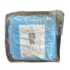 Одноразовый изолирующий халат с трикотажными хлопковыми манжетами (голубой) 