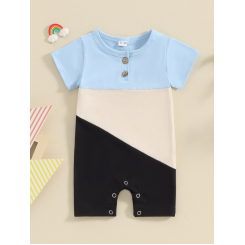 Летний боди-комбинезон для малышей PaerPade — контрастные пуговицы, короткий рукав, унисекс (12-18 мес.)