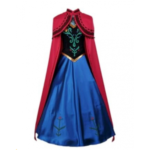 Женский костюм принцессы Анны — платье с накидкой для косплея, Хэллоуина и тематических мероприятий