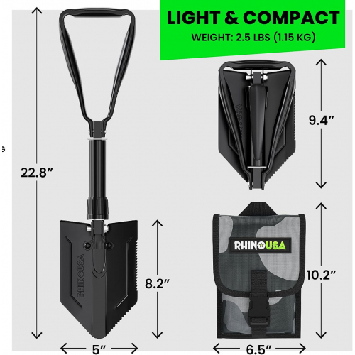 Складная лопата для выживания Rhino USA с киркой