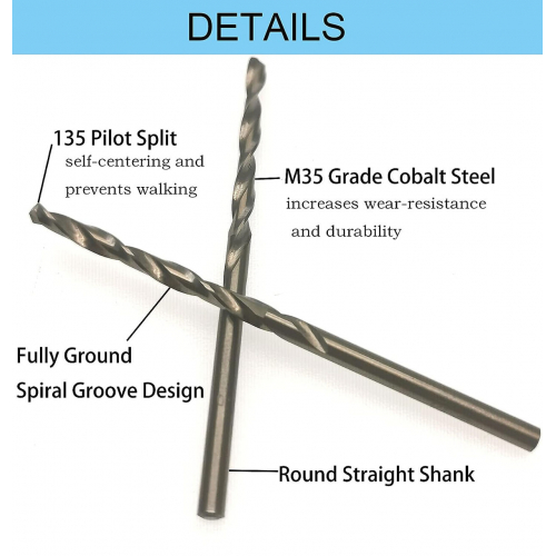 Набор кобальтовых сверл 3/16 дюйма (10 шт.)