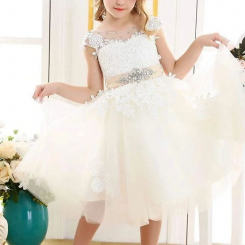 Цветочное платье цвета слоновой кости для девочек