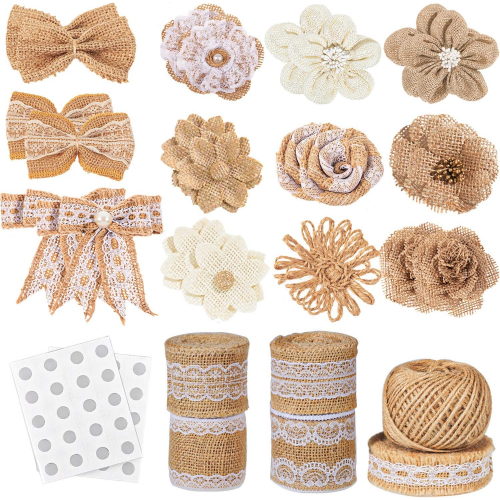 Набор для творчества из джута и кружева с ручными цветами и лентами