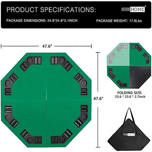 Vivohome складной восьмиугольный коврик для игры в покер