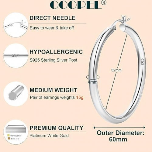 4 мм толстые серебряные массивные серьги-кольца OOOPEL