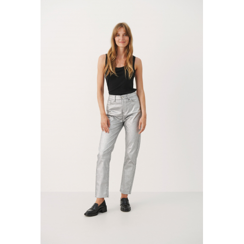 Серебристые брюки