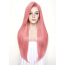 Пастельно-розовый прямой синтетический парик