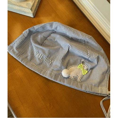 Чехол для корзины (синяя клетка, белый заяц)