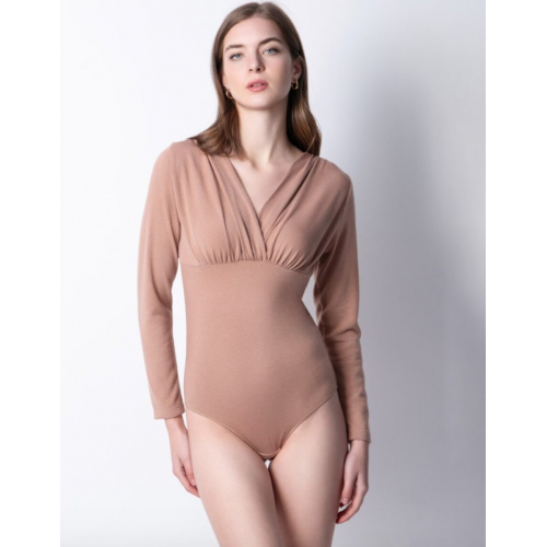 Боди с длинными рукавами и вырезом крест-накрест