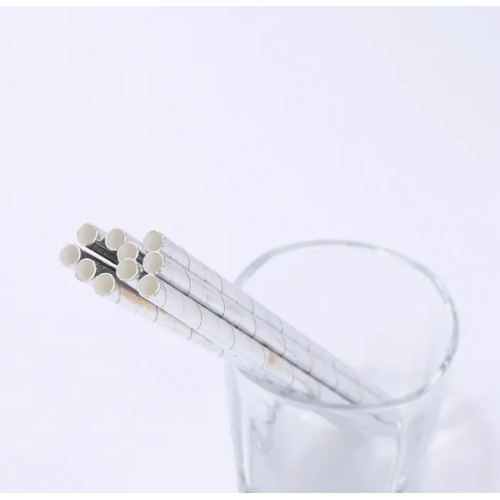 Одноразовые серебряные бумажные трубочки, 100шт