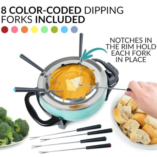 Электрический набор для фондю из нержавеющей стали, 3 л, с 5 вилками и регулировкой температуры