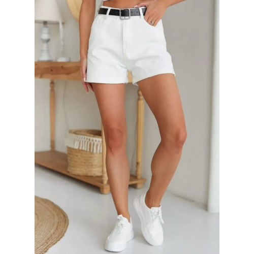 Белые джинсовые шорты с высокой талией