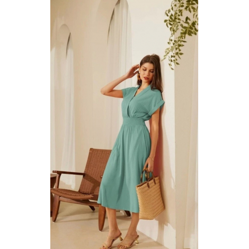 Летнее платье миди с V-образным вырезом Grace Karin, зеленое