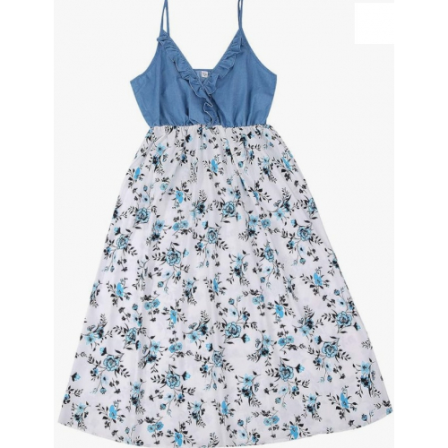 Летнее женское платье с открытыми плечами и цветочным принтом