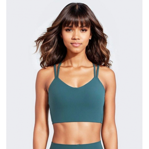 Топ для спорта с фиксированным подкладом и ребристой текстурой, цвет бирюзовый