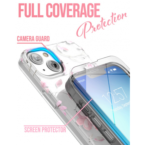 Чехол с мягким ремешком и защитным стеклом для iPhone 14, совместимый с беспроводной зарядкой