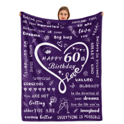 Подарочный плед ко дню 60-летия — мягкий флисовый плед, универсальный подарок для женщин и мужчин