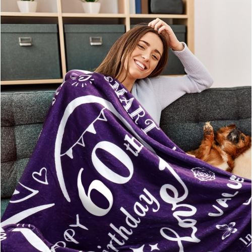 Подарочный плед ко дню 60-летия — мягкий флисовый плед, универсальный подарок для женщин и мужчин
