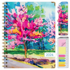 Планер 2024 с твердым переплетом "Watercolor Tree", А4