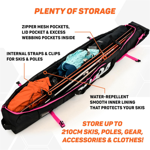Премиум-сумка для лыж с мягкой подкладкой
