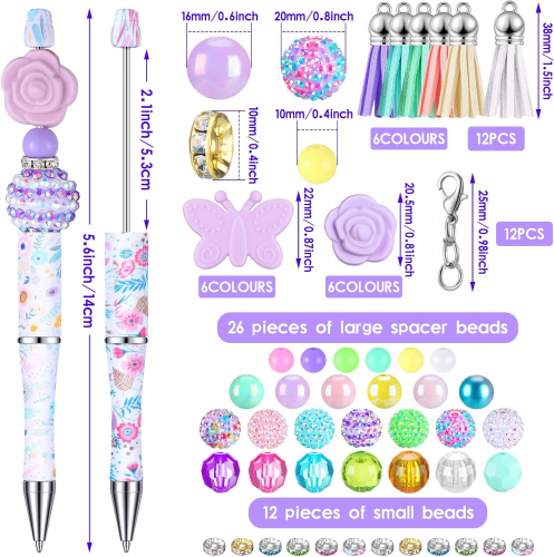 Шариковые ручки Teling с бусинами, пластиковые, черные, с различными разделительными