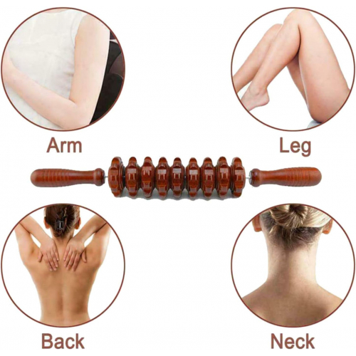 KOZOREN Ручной деревянный массажер от целлюлита Роликовый