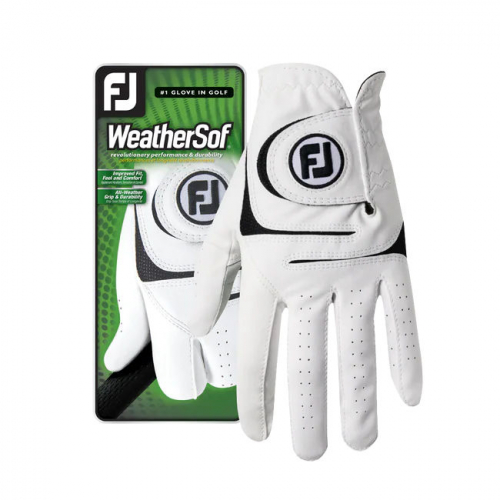 Мужские перчатки для гольфа FootJoy WeatherSof, упаковка из 2 шт. (белые)