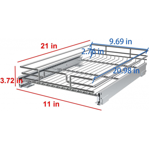 Выдвижной органайзер для кухонных шкафов, 11 * 21 дюйм