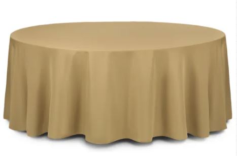 Круглая бежевая скатерть, диаметр 150 см
