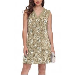 VIISHOW Женское летнее мини-платье с V-образным вырезом и кружевной отделкой, casual, A-line, без рукавов